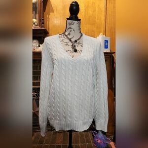 Tommy Hilfiger Cream V-Neck Sweater